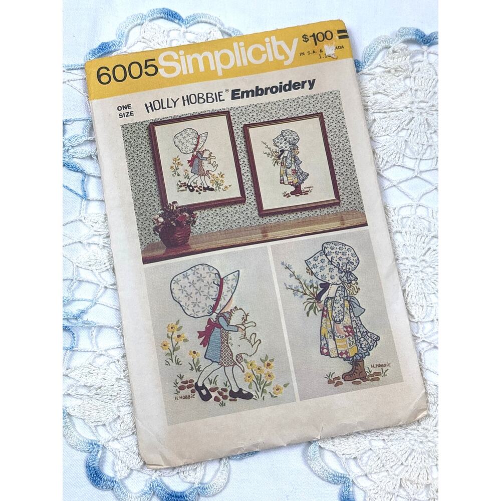 Vintage 1980s Simplicity #6005 2 Holly Hobbie Transfers for Embroidery Unused